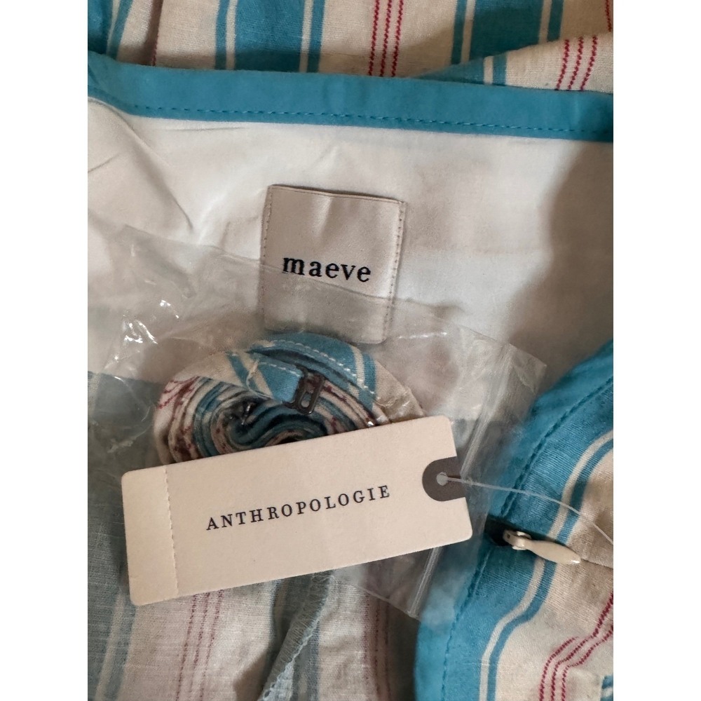 Anthropologie Blue Striped Linen Blend Romper - Picture 9 of 12